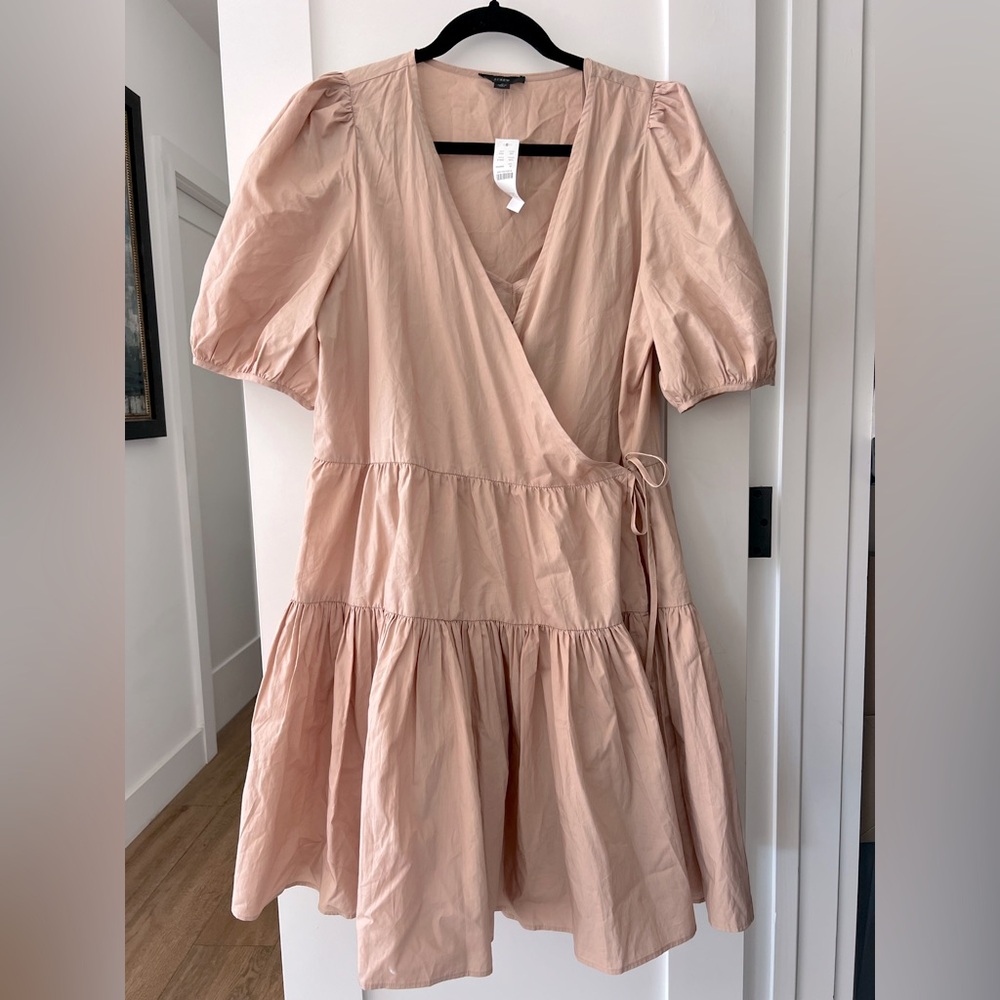 J.Crew Puff sleeve cotton wrap dress, size medium, NWT, tiered skirt, lined